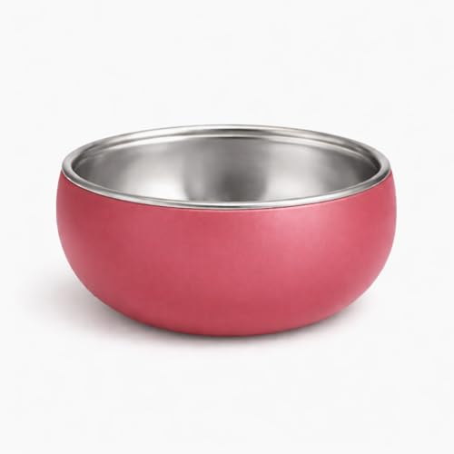 Image of Premium Stainless Steel Baby Feeding Bowl with Soft Silicone Cover | Non-Slip Grip, BPA Free & Food-Grade | Safe Feeding Bowl for Infants & Toddlers | Durable, Easy to Clean (Coral Pink)