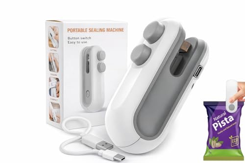 Image of WEJIT Portable Mini Sealing Machine for Food Packets | 2-in-1 Heat Sealer & Cutter, Plastic Sealing, USB Rechargeable, Snack Bag Sealer
