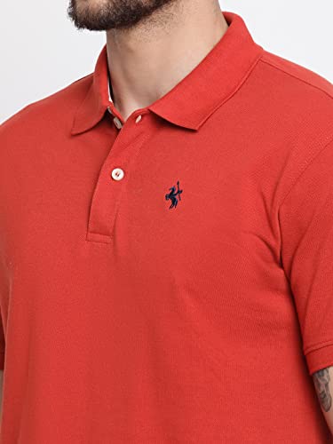 Image of Cantabil Men's Cotton Blend Solid Polo Neck T-Shirt (Regular Fit)
