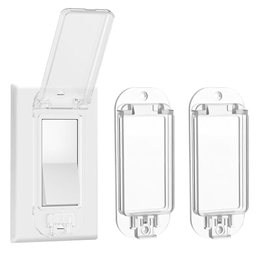 2 PCS Light Switch Guard Cover, Baby Proof Wall Switch Protector Rocker Switch Lock Cover, Clear Universal Plate Cover Prevents Accidental on Off Accessories