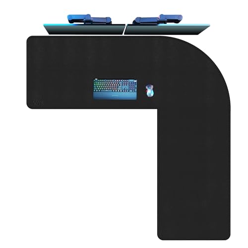 Tapis de coin en L Vyaaa sous-main de bureau noir pour ordinateur et maison