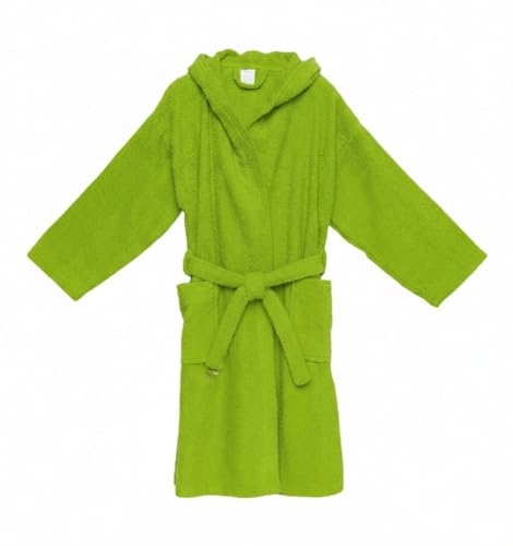 CASTMA - Albornoz de Rizo con Capucha para Niños - Bata de Baño de Secado Rápido 100% Algodón Súper Suave y Absorbente - Densidad 400 g/m² - Color Verde Pistacho - Talla 12 a 14 Años