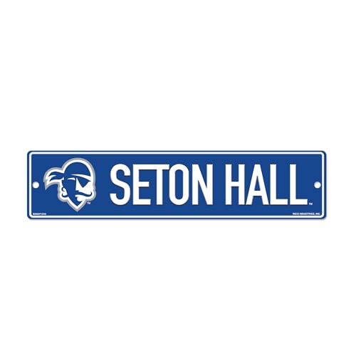 Rico Industries NCAA Seton Hall Pirates Blue 4" X 17" Plastic Street Sign