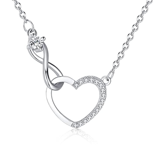 Regalo Dia De La Madre, Collar Mujer Plata| Collar Mama| Infinito Collar| Símbolo Amor Infinito Con Circonita, Regalos Originales Para Mujer Madre Mamá Con Caja De Regalo Y Tarjeta Cover
