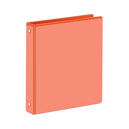 SUIN 1 Inch 3 Ring Binder Clear 1 View Presentation Binders with 2 Pockets Fits 8.5 x 11 Letter Size Durable Polypropylene Non-Stick & PVC-Free for School Office & Home (Orange)