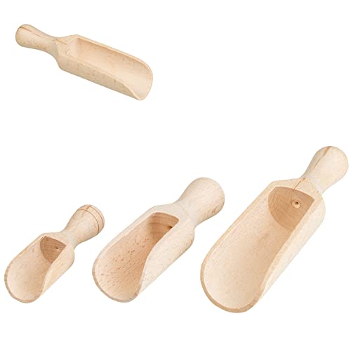 Smart-Planet 3er Set Gewürzschaufel aus Holz in versch. Größen - Abfüllschaufel - Futterschaufel - Holzschaufel für Gewürze, Kaffee, Tiernahrung etc.