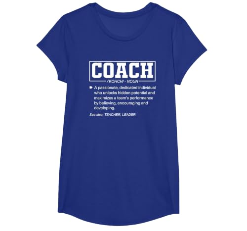 Coach Definition Funny Coach's Sports Instructor T-Shirt, Girls, Royal Blue, Medium