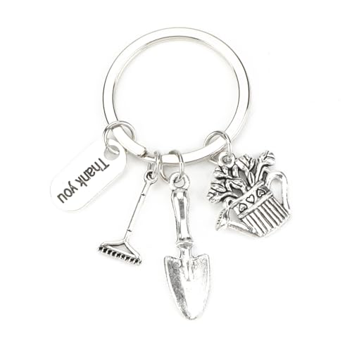 Tranbath Portachiavi divertente con motivi da giardino, regalo per giardinieri e amanti del giardino, decorazione in metallo per gli amanti del giardino, pratico regalo per donne e uomini, regalo per
