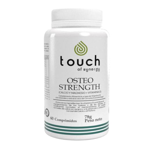 TOUCH OF SYNERGY - Osteo Strength - 60 Cápsulas - Calcio, Magnesio, Zinc, Vitamina D3 y K2 - Mejora la Salud Articular y Muscular. Huesos fuertes.