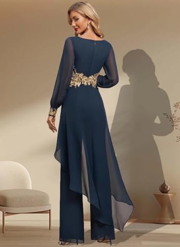 Mother of The Bride Pant Suits 2 Pieces Chiffon Wedding Outfit for Women Dressy Formal Dresses4