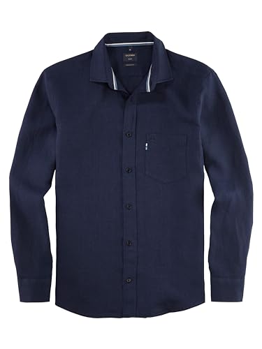 OLYMP Herren Freizeithemd Langarm Casual,Einfarbig,Regular fit,Kent-Kragen,Marine 18,L