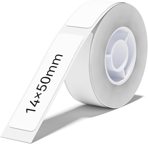 NIIMBOT Etiquetas de transferencia térmica 14 x 50 mm, 125 unidades, para etiquetadora B18/N1, material PET, impermeables y resistentes a altas temperaturas, larga vida útil de almacenamiento, blanco