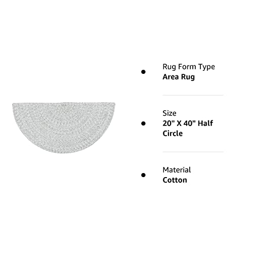 Super Area Rugs Farmhouse Braided Rug Cotton Kitchen Reversible Carpet Gray & White, 20" X 40" Half Circle #TOP21