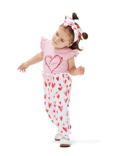 Image of PATPAT Baby Girl's Clothes Set Summer Outfit Infant Short Sleeve Romper and Bow Pants with Headband 3 Piece Set 0-18M
