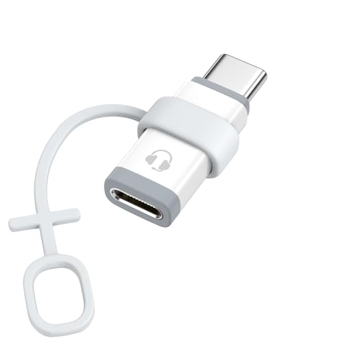 MoKo Lightning to USB C Adapter Audio Only for Apple Earpods with Line Control, Not for Charging/Data Transfer, Lightning to USB C Adapter for iPhone 16/15 Pro Max Plus, iPad, White