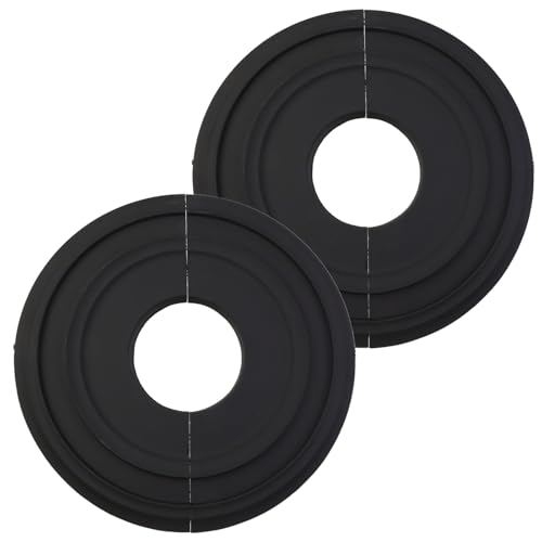 Image of PU Ceiling Medallion Decorative Ceiling Fan Medallion 12.2 inch Traditional Round Home Lighting for Light Fixtures Chandeliers and Ceiling Fans, 2PCS(Black)