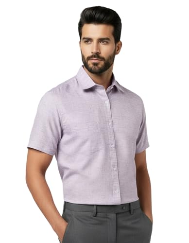 Image of Amazon Brand - INKAST Men's Cotton Solid Plain Half Sleeve Shirt | Plain Regular Fit Casual Shirt for Mens