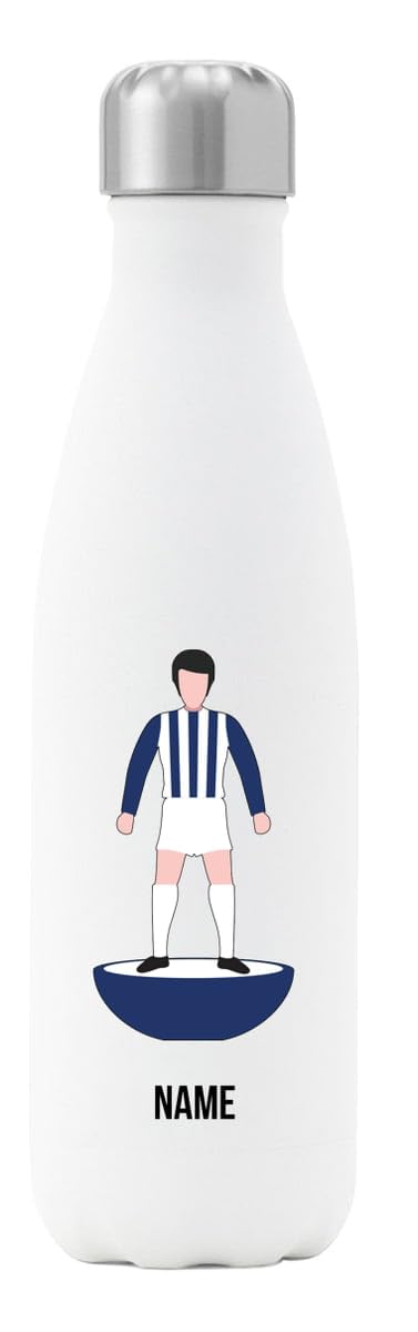 Go Find A Gift Personalised Player Figure Insulated Water Bottle for West Bromwich Albion supporters, 500ml capacity - White - Stainless Steel - Great for Baggies fans