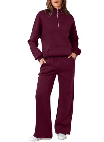 Aleumdr Womens 2 Piece Outfits Matching Sweat Sets Sweatsuit Tracksuit Zip up Sweatshirt and Sweatpants Lounge Sets