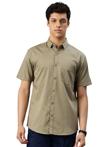 Image of Majestic Man Slim Fit Pure Cotton Half Sleeve Solid Casual Shirt