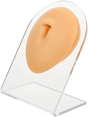 Soft Silicone Nose Model Body Part Displays for Practicing Piercing Suture Acupuncture Rubber Flexible Model for Jewelry Display Teaching Instructions (Long Tongue) (Belly Button)