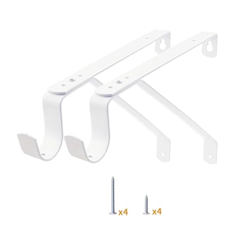 Yarssihha 2 Pack Adjustable Closet Rod Bracket, Wall Mounted Closet Shelf Bracket, White Closet Rod Support Bracket with Screws