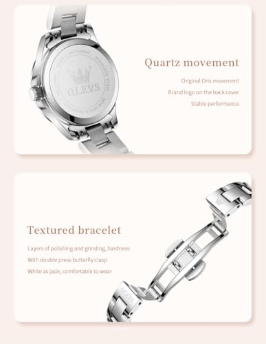 Image of OLEVS Quartz Watch Women Silver Stainless Steel Waterproof Luminous