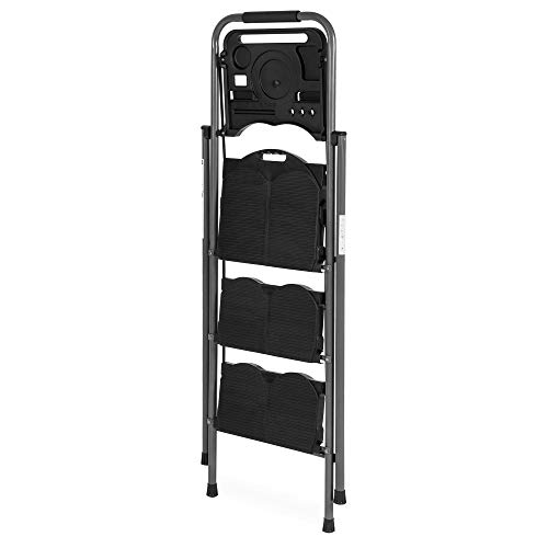 Best Choice Products Portable Folding 3-Step Ladder w/Rubber Feet Caps, 330lb Capacity