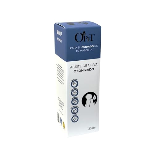 O3Pet Aceite de Oliva Ozonizado para Perros y Gatos – Cuidado Diario Piel e Hidratación – Natural Ecológico – Concentración Suave 400IP – 30ml