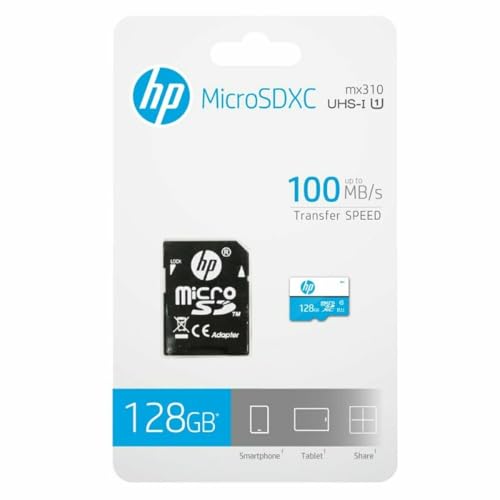 Image of HP 128GB MicroSD Memory Card SDXC mx310 Class 10, UHS-I, U1 Card, Upto 100MB /s R, 10 Y Warranty