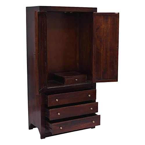 Image of Wakefit Wardrobe | 1 Year Warranty | Solid Wood Almirah, Cupboard for Clothes Storage | 2 Door, 4 Drawers | Brocade - Dark Brown