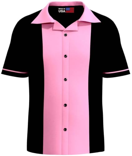 Amazon.com: Bowling Shirt for Men 1950's Classic Button Down Retro