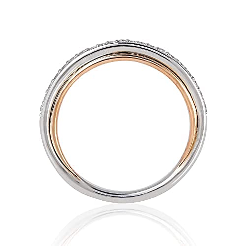Jewelili Enchanted Disney Fine Jewelry Belle Wedding Band for Women | 14K White & Rose Gold | 1/6 CTTW Natural White Round Diamonds | Disney Princess Inspired Jewelry Gifts for Her3