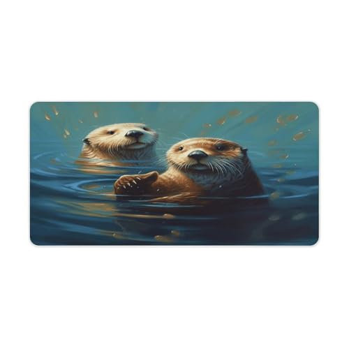 Sea Otters Painting Pad de Escritorio Antideslizante Grande