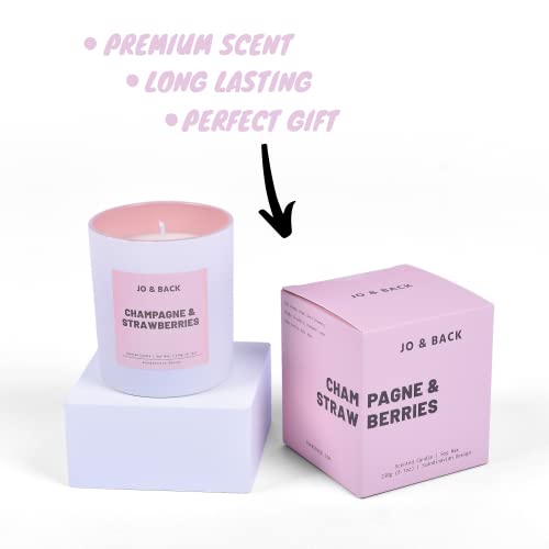 Champagne & Strawberries, Premium Scented Candles, Non Toxic, 46H Burn, 8.1Oz Soy Wax, Aromatherapy, Strong And Long Lasting Jar Candle For Home, Gifts For Women And Men, Spring Candle Velas Aromatica #TOP2