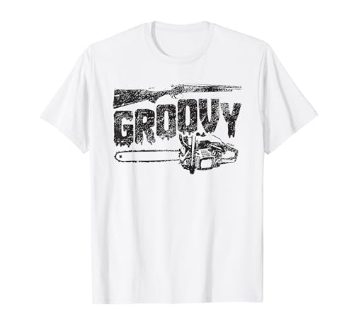 Groovy Chainsaw Evil Horror Halloween Zombie T-Shirt