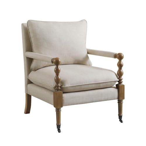 Sillón Beige Tapizado con Ruedas miniatura 6
