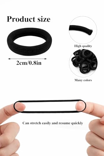 Image of Frescorr (100 pcs) Baby Hair Ties | Soft No-Damage Premium Elastic Mini Rubber Bands for girls | Strong Stretch Ponytail Holders | Daily Use Hair Accessories | (white-Black)