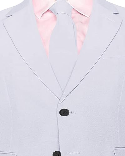 Men's 2 Piece Suit Slim Fit, Two Buttons Blazer with Shorts Pants Suit Set Wedding Summer Wear (White,38R)3