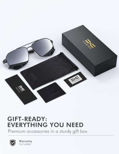 Image of Luenx Aviator Polarized Sunglasses for Men: Square UV400 Driving
