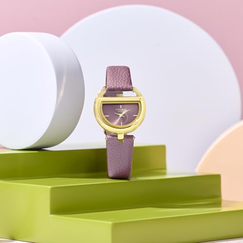 Image of Sonata Poze 8 Quartz Analog with Purple Dial Purple PU Leather Strap Watch for Women - SP80159YL01W