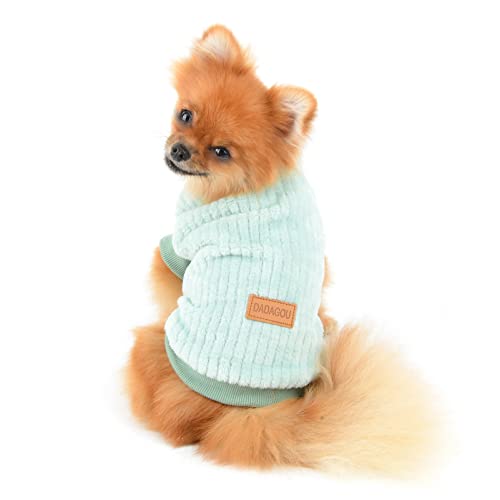 SMALLLEE_LUCKY_STORE Gerippter Fleece-Pullover für kleine Hunde, Katzen, Welpen, Yorkie, Chihuahua, warme Winterkleidung