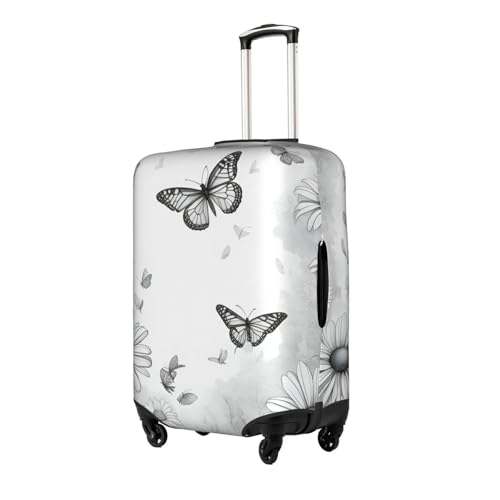 Housse valise imperméable motif papillons protège bagage élastique blanc L - 3