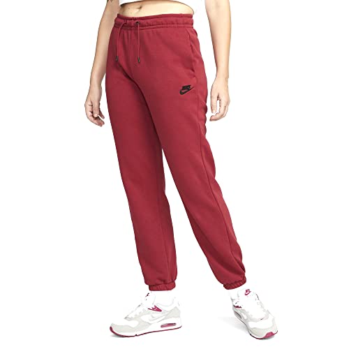 Nike Women's Sportswear Essential Fleece Sweatpants, Pomegranite/Black, L Regular US