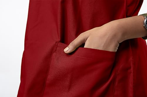 Image of UNIFORM CRAFT Women's 4 Pocket Scrub Suit Set | Medical Uniform | Cross V-Neck Poly Cotton | Short Sleeve Hospital Wear | Ideal for Doctors & Nurses (Crimson Red, S)