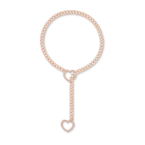 ADEMISHIA Heart O-ring Slip Chain Necklace For Women Handmade Punk Gothic Cuban Necklace Jewelry Adjustable Lariat Y-Necklace (Rosegold 24)