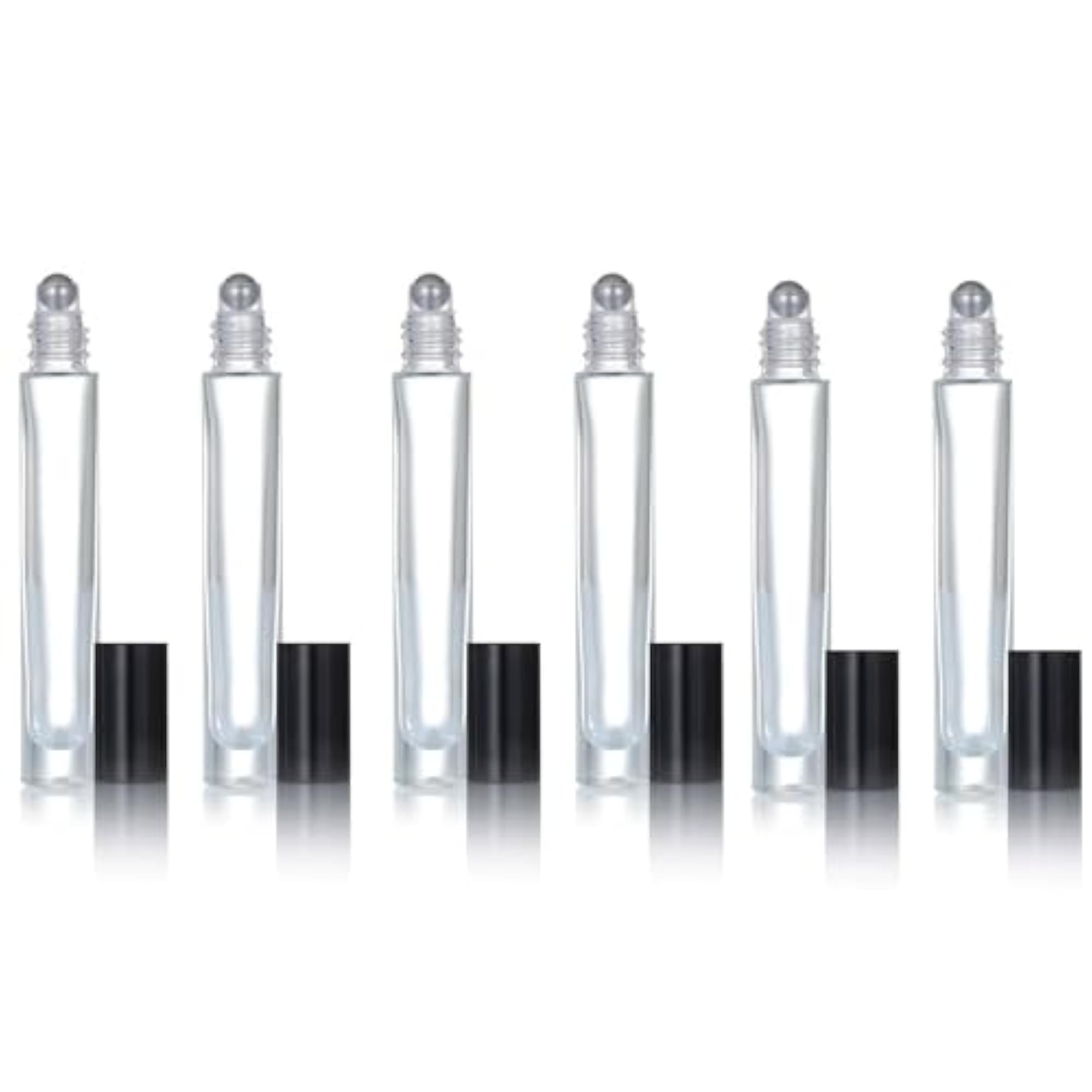 10ml Empty Tall Round Glass Roller Bottles, Pack of 6