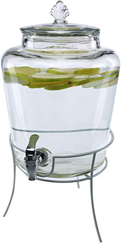 Circleware Market Lane Glass Beverage Dispenser with WHITE Stand and Lid Entertainment Kitchen