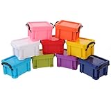 TOMETURE Mini Cajas Organizadoras de Plástico con Tapa, 9 Piezas Mixtas, Pequeñas Cajas de Almacenamiento para Joyas, Cuentas y Accesorios, Apilables, Contenedores Color Aleatorio