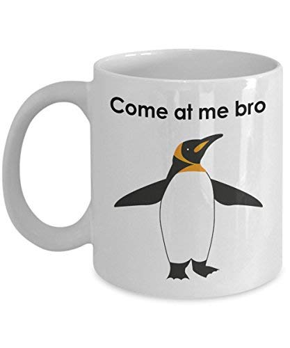 SpreadPassion Coffee Mug Gift Penquin, Come at me bro Penguin Mug - Funny Tea Hot Cocoa Coffee Cup - Novelty Birthday Gift Idea